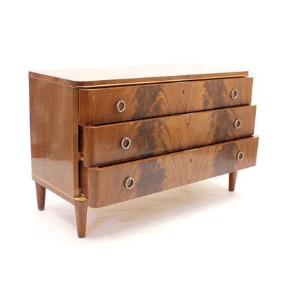 Swedish Modern Pyramid Mahogany Chest of Drawers, 1940s-KQ-1195789