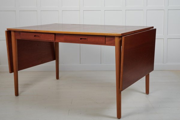 Swedish Modern Teak and Beech Dining Table or Desk attributed to Nils Jonsson for Hugo Troeds, 1960s-MJF-1732569