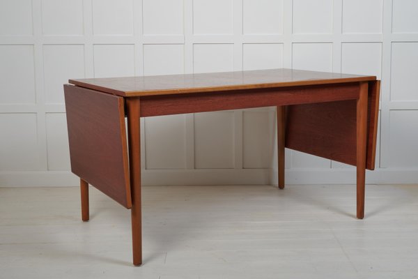 Swedish Modern Teak and Beech Dining Table or Desk attributed to Nils Jonsson for Hugo Troeds, 1960s-MJF-1732569