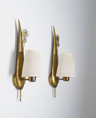 Swedish Modern Wall Lamps in Brass, Set of 2-FM-865576