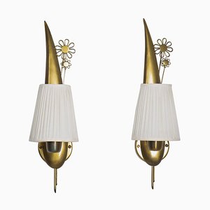 Swedish Modern Wall Lamps in Brass, Set of 2-FM-865576