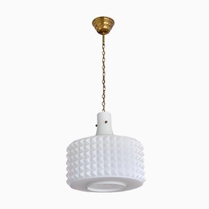 Swedish Modernist Studded Pendant Lamp in Opaline Glass from Orrefors, 1950s-FMT-1034557