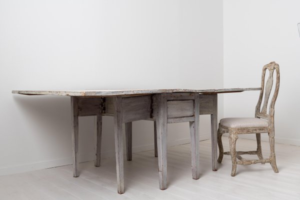 Swedish Neoclassical Light Grey Dining Table-MJF-931203