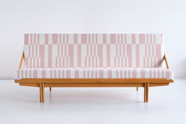 Swedish Oak and Pierre Frey Fabric Sofa / Daybed by Poul M. Volther for Gemla Möbler Sweden, 1955-FMT-1078760