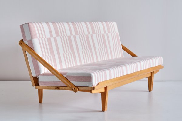 Swedish Oak and Pierre Frey Fabric Sofa / Daybed by Poul M. Volther for Gemla Möbler Sweden, 1955-FMT-1078760