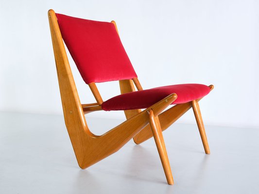 Swedish Oak and Velvet Lounge Chair by Bertil Behrman for Engen Möbelfabriker, 1956-FMT-1275158