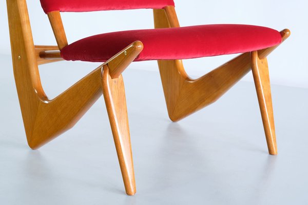 Swedish Oak and Velvet Lounge Chair by Bertil Behrman for Engen Möbelfabriker, 1956-FMT-1275158