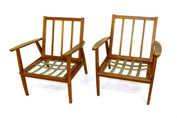 Swedish Oak Armchairs, 1950s, Set of 2-GEK-805716