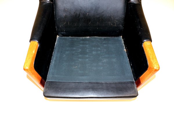 Swedish Patinated Leather Lounge Chair, 1960s-GEK-727517