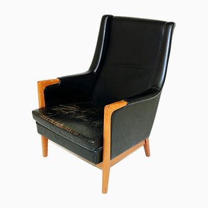 Swedish Patinated Leather Lounge Chair, 1960s-GEK-727517