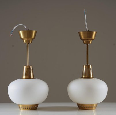 Swedish Pendants in Brass by Hans Bergström for Ateljé Lyktan, 1950s, Set of 2-FM-1767114