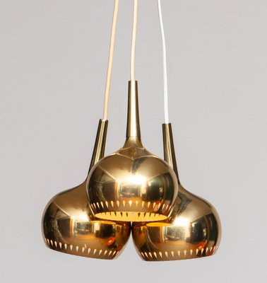 Swedish Perforated Window Pendants in Brass by Hans Agne Jakobsson, 1960s, Set of 3-JE-1233500