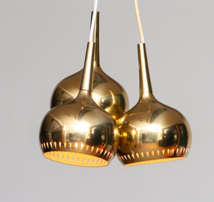 Swedish Perforated Window Pendants in Brass by Hans Agne Jakobsson, 1960s, Set of 3-JE-1233500