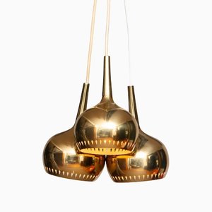 Swedish Perforated Window Pendants in Brass by Hans Agne Jakobsson, 1960s, Set of 3-JE-1233500