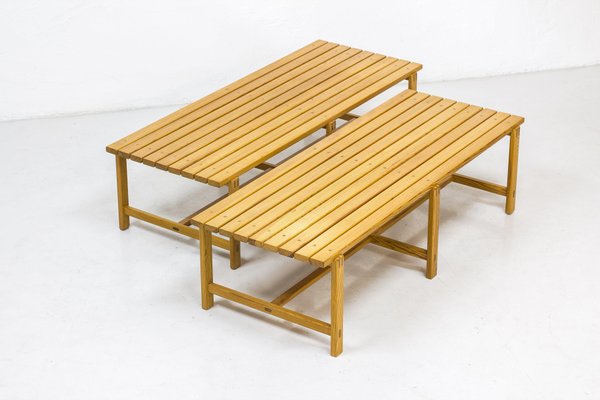 Swedish Pine Benches, 1960s, Set of 2-KO-635127