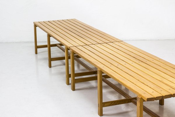 Swedish Pine Benches, 1960s, Set of 2-KO-635127