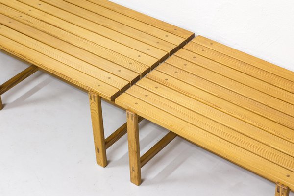 Swedish Pine Benches, 1960s, Set of 2-KO-635127