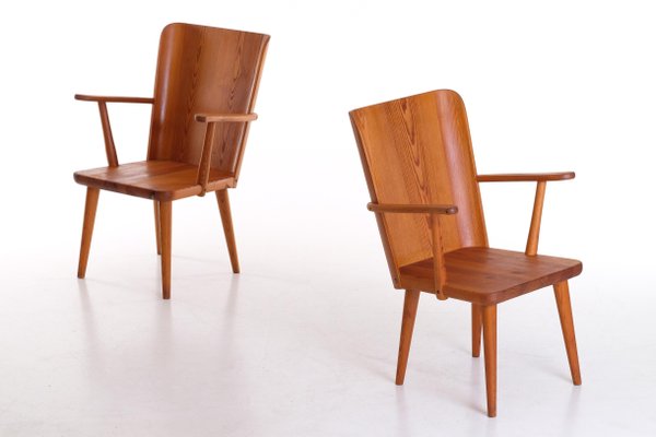 Swedish Pine Chairs by Göran Malmvall, 1950s, Set of 2-QU-1706904