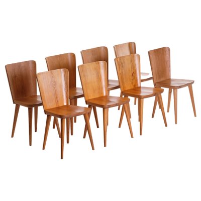 Swedish Pine Chairs by Göran Malmvall, 1950s, Set of 8-QU-1706918