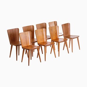 Swedish Pine Chairs by Göran Malmvall, 1950s, Set of 8-QU-1706918