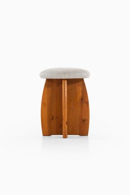 Swedish Rosewood, Pine & Linen Stool, 1950s-SC-587045