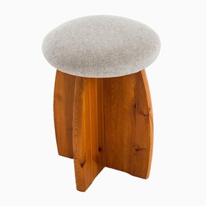 Swedish Rosewood, Pine & Linen Stool, 1950s-SC-587045