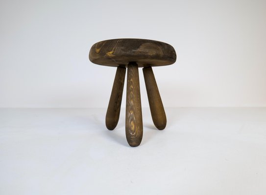 Swedish Sculptural Stool in Stained Pine by Ingvar Hildingsson, 1970s-UYK-1266791