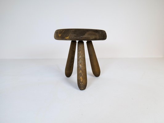 Swedish Sculptural Stool in Stained Pine by Ingvar Hildingsson, 1970s-UYK-1266791