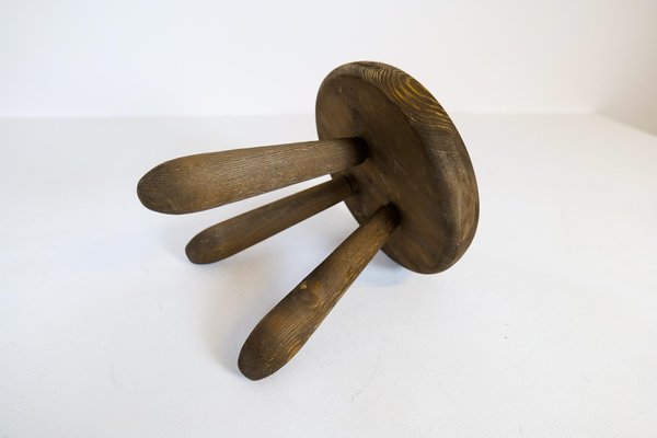 Swedish Sculptural Stool in Stained Pine by Ingvar Hildingsson, 1970s-UYK-1266791