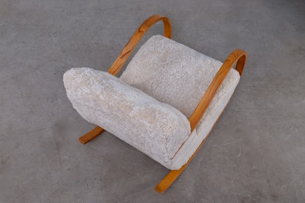 Swedish Sheepskin Rocking Chairs, 1950s, Set of 2-QU-795799