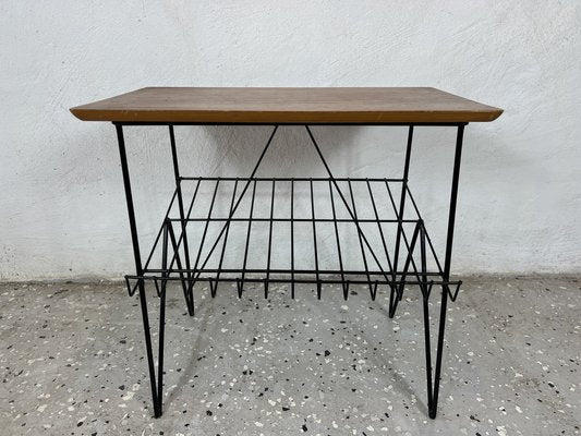 Swedish Side Table in Teak & Black Metal, 1960s-IJL-1702712