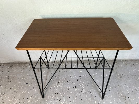 Swedish Side Table in Teak & Black Metal, 1960s-IJL-1702712