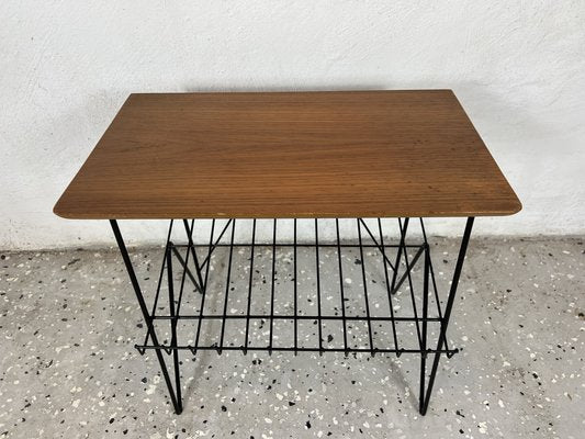 Swedish Side Table in Teak & Black Metal, 1960s-IJL-1702712