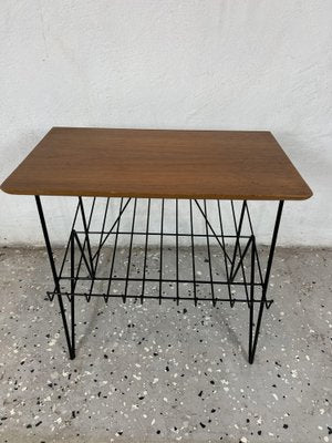 Swedish Side Table in Teak & Black Metal, 1960s-IJL-1702712