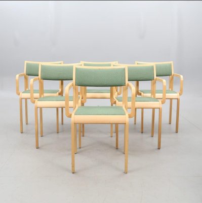 Swedish Stackable Beech Chairs, 1970s, Set of 6-YZQ-1717332