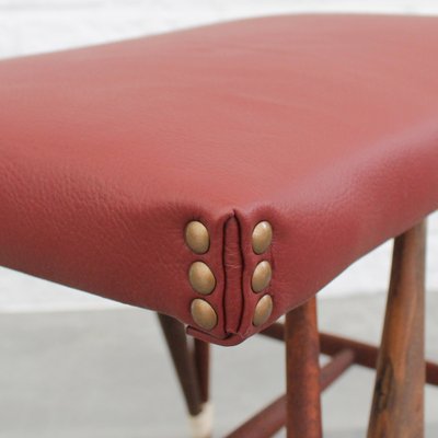 Swedish Stool with Eiffel Base in Walnut and Leather-LIV-1811924