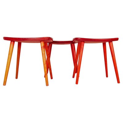 Swedish Stools in Lacquered Red Birch by Yngve Ekström Palle, 1970s-UYK-1132464