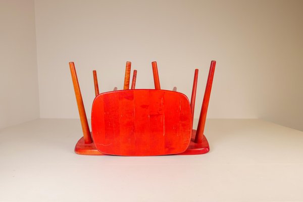 Swedish Stools in Lacquered Red Birch by Yngve Ekström Palle, 1970s-UYK-1132464