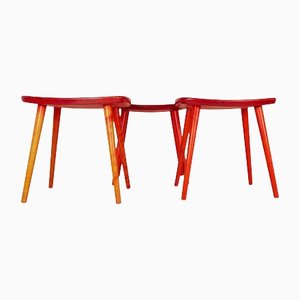 Swedish Stools in Lacquered Red Birch by Yngve Ekström Palle, 1970s-UYK-1132464