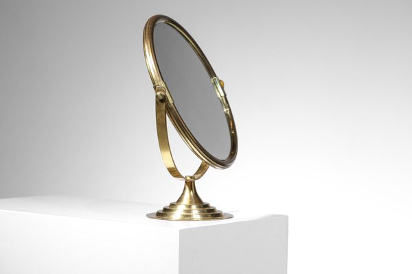 Swedish Table Mirror in Solid Brass, 1960s-YU-1313415