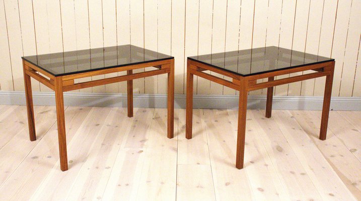 Swedish Teak and Glass Side Tables, 1960s, Set of 2-UDU-1807232