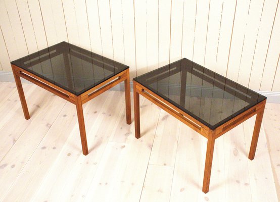 Swedish Teak and Glass Side Tables, 1960s, Set of 2-UDU-1807232