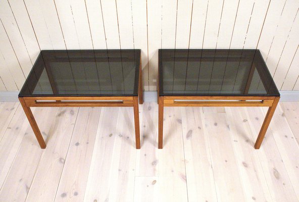 Swedish Teak and Glass Side Tables, 1960s, Set of 2-UDU-1807232