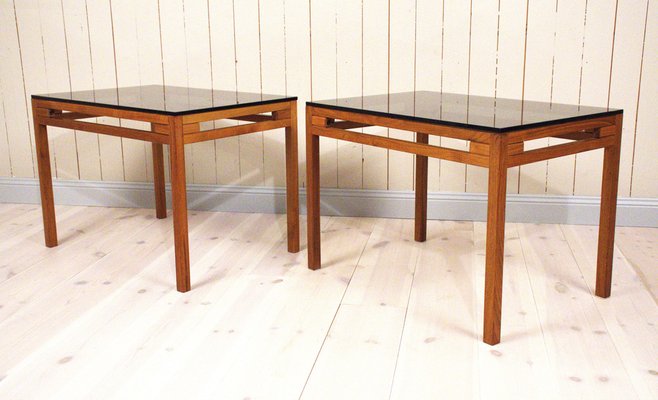 Swedish Teak and Glass Side Tables, 1960s, Set of 2-UDU-1807232