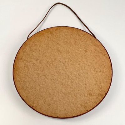 Swedish Teak and Leather Wall Mirror by Uno & Östen Kristiansson for Luxus Vittsjö, 1960s-JDR-1126144