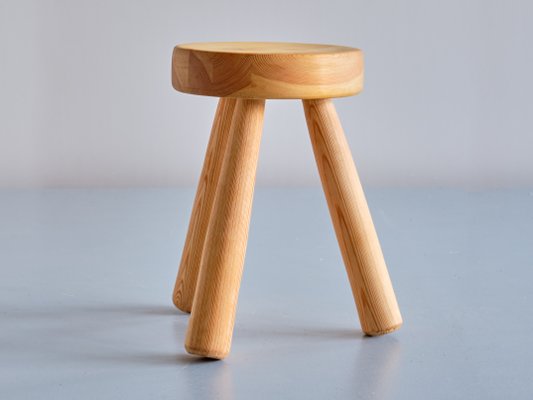 Swedish Three Legged Stool in Solid Pine by Ingvar Hildingsson, 1970s-FMT-1140813