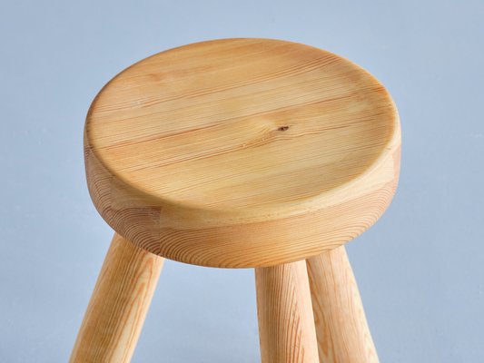 Swedish Three Legged Stool in Solid Pine by Ingvar Hildingsson, 1970s-FMT-1140813