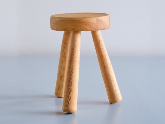 Swedish Three Legged Stool in Solid Pine by Ingvar Hildingsson, 1970s-FMT-1140813