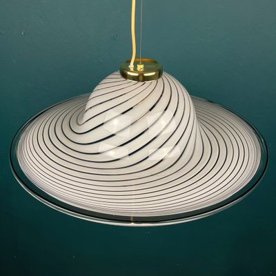 Swirl Murano Glass Pendant Lamp, Italy, 1970s-WQC-1404485