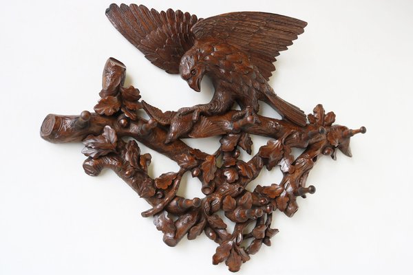 Swiss Black Forest Eagle Coat Rack in Walnut, 1880s-WIP-1735236